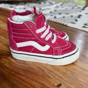 Vans Kids High-Top Skate Sneakers - red with White Accent